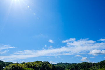 【写真素材】 青空　空　雲　初夏の空　背景　背景素材　6月　コピースペース　