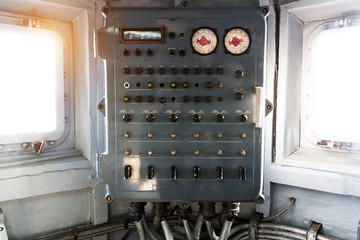Interior of Cockpit of a cruise ship on the Yangtze River, China