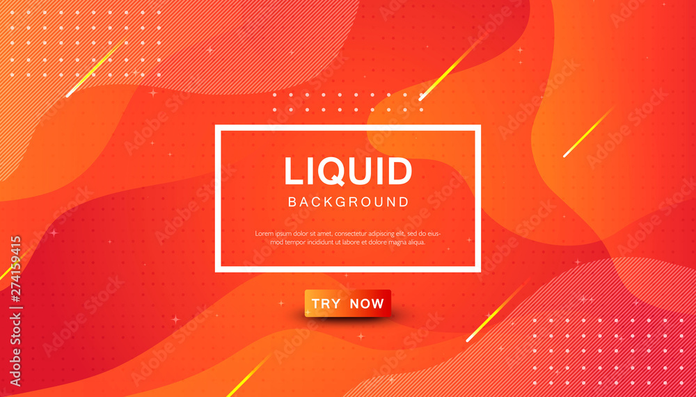 Poster orange liquid color background. dynamic textured geometric element design with dots decoration. mode