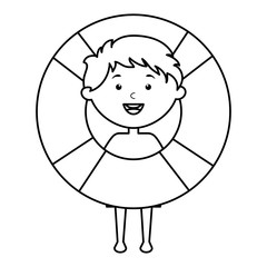 little boy with swimsuit and float