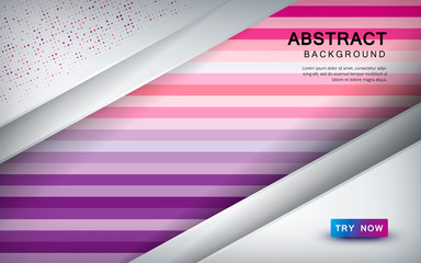 Abstract colored background with overlap layer and color halftone decoration. Pink and purple palette.