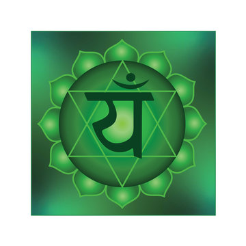 Anahata chakra / heart chakra, with mantra, vector
