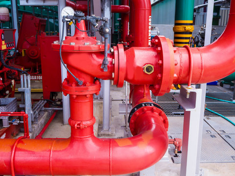 Pipe of Firefighting systems in industrial zone which picture was taken in power plant.