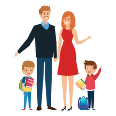 happy student boys with couple teachers