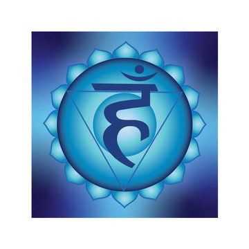 Vishuddha chakra / Throat chakra with mantra, vector