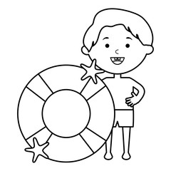 little boy with swimsuit and float