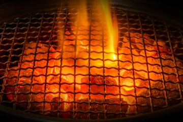 炭火　Burning red fire in camping
