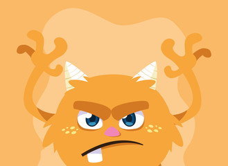 Orange monster cartoon design icon vector ilustration
