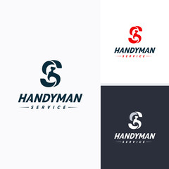 Handyman services Logo vector design, Letter S Hammer Logo
