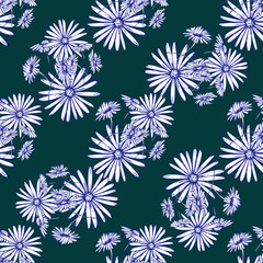 Flower graphic design. Cute seamless vector tile pattern. Retro vintage. line chamomile design.