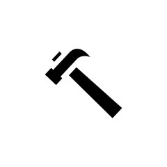 Hammer Icon In Flat Style For App, UI, Websites. Black Icon Vector Illustration.
