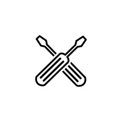 Screwdriver Crossed Line Icon In Flat Style For App, UI, Websites. Black Icon Vector Illustration.