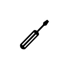 Screwdriver Icon In Flat Style For App, UI, Websites. Black Icon Vector Illustration.