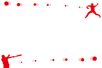 野球の影絵フレーム・赤