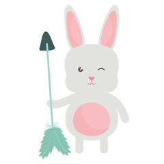cute little rabbit with arrows and feathers