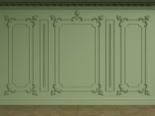 Classic interior wall with mouldings