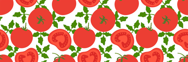 Tomato seamless pattern. Red vegetable. Hand drawn doodle vector sketch. Healthy food. Vegetarian product. Restaurant menu