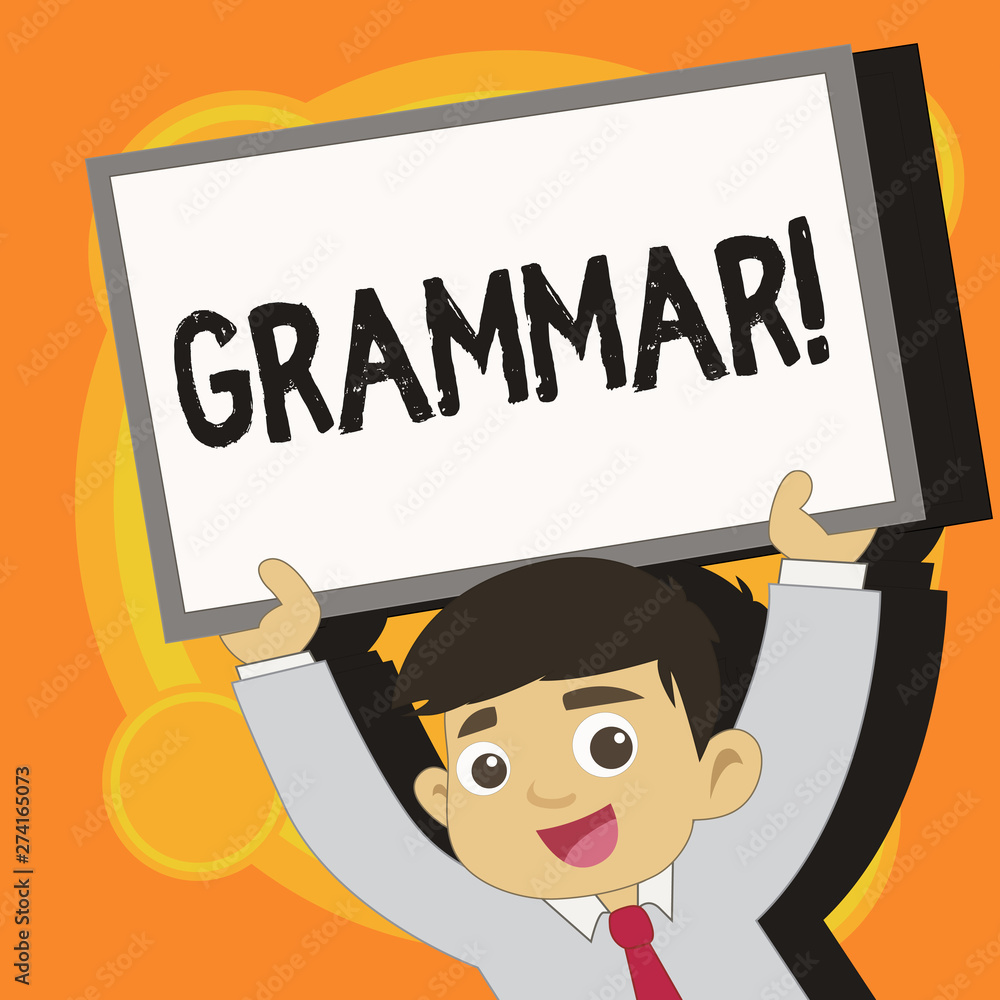 Poster writing note showing grammar. business concept for system and structure of a language writing rules 