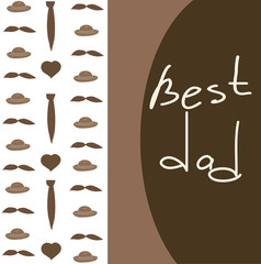 Father's Day postcard with a background of hats and ties and a template. vector doodle illustration