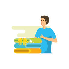 Isolated man cartoon cleaning design