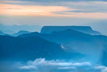 The peaks at dusk, Mount Emei, Sichuan Province, China