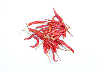 Dried Whole Red Chillies on white background