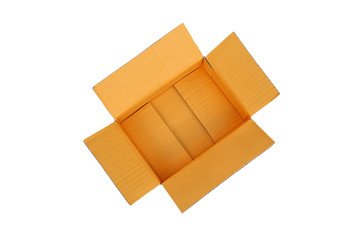 Open cardboard box isolated on a white background