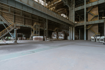 Interior of an old abandoned industrial steel factory
