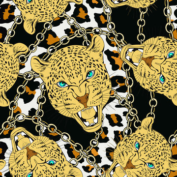 Leopard heads with chains