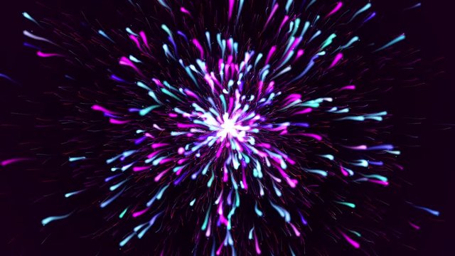 Colorful Particle explosion Flow Relaxing Background slow zoom in. It Can Be Used in VJ Loops and Screen Saver Also.