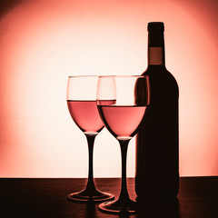 wine glasses and bottle