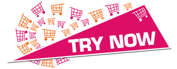Try Now Pink Orange Shopping Carts Triangle 