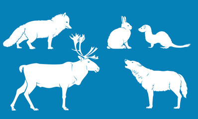 Arctic Land Animals White Cut Out