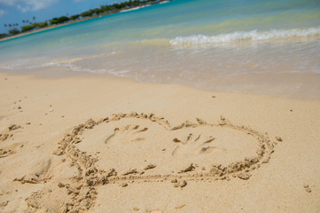 Couple's handprints on the beach