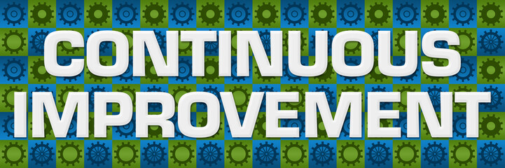 Continuous Improvement Green Blue Gears Square Texture 