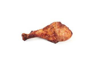 roasted turkey leg isolated on white background.