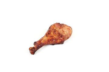 roasted turkey leg isolated on white background.