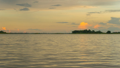 Bueng Boraphet Lake at sunset in Nakhorn Sawan Province, Thailand