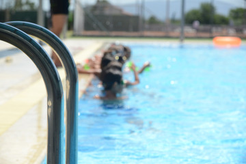 Pool party summer time kids friends vacation