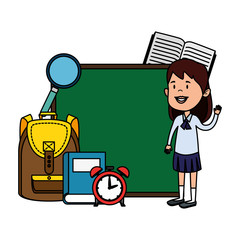 happy student girl with supplies