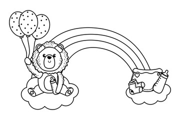 Lion and baby shower symbol design