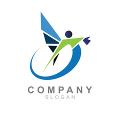Fototapeta premium logo of people with wings and look simple, logo ready to use