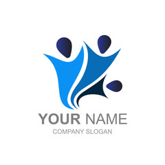 people community logo with social icon, charity symbol, family logo