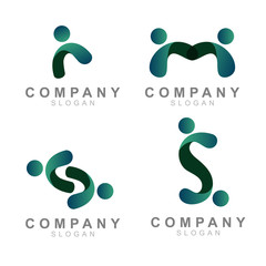 people set logo with simple design illustration, family icon, community logo