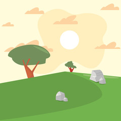 landscape forest trees botanical icon vector ilustration