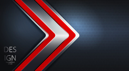 Dark abstract textural design with a metallic arrow with a red frame