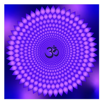 Crown chakra with 1000 petals vector