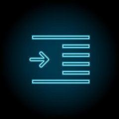 indent, text neon icon. Simple thin line, outline vector of Text editor icons for UI and UX, website or mobile application