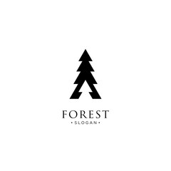 Fototapeta premium monoline forest, mountain and wave logo icon vector
