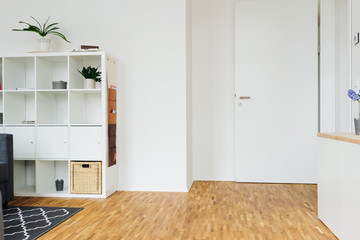 leere wohnung mit parkett fußboden